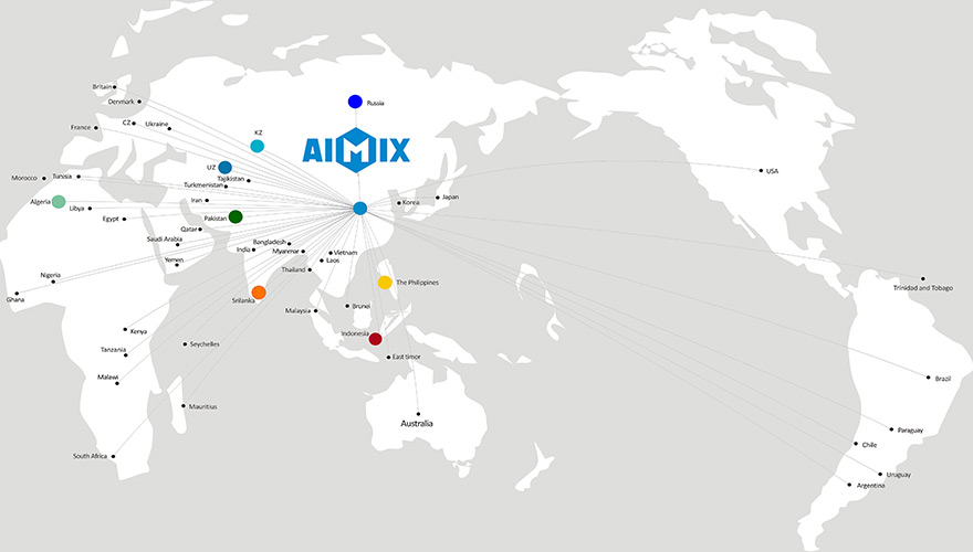 AIMIX проудкты были экспортированы в более чем 100 стран