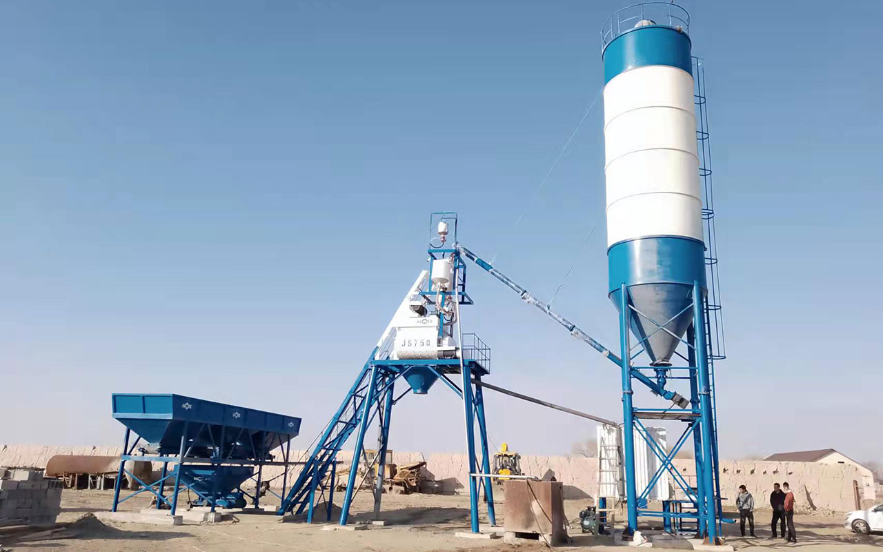 Стационарный бетонный завод AJ-35 установился в Узбекистане